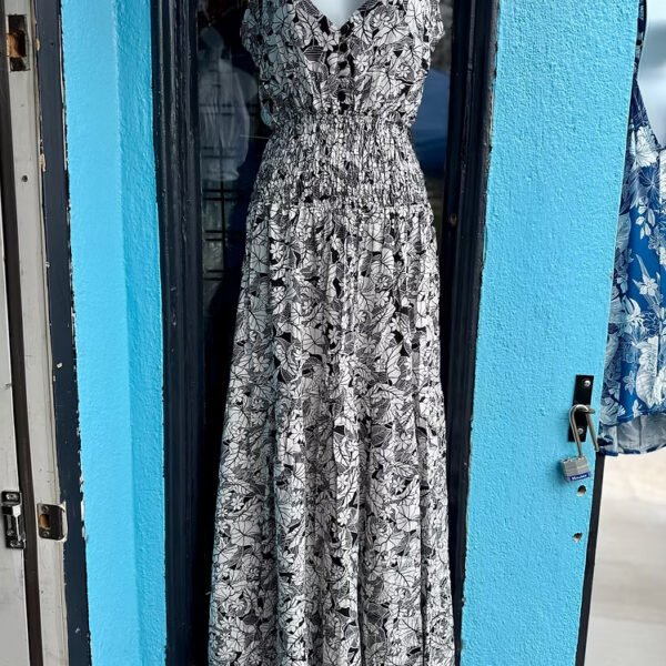 Black and White Flower Picnic Dress