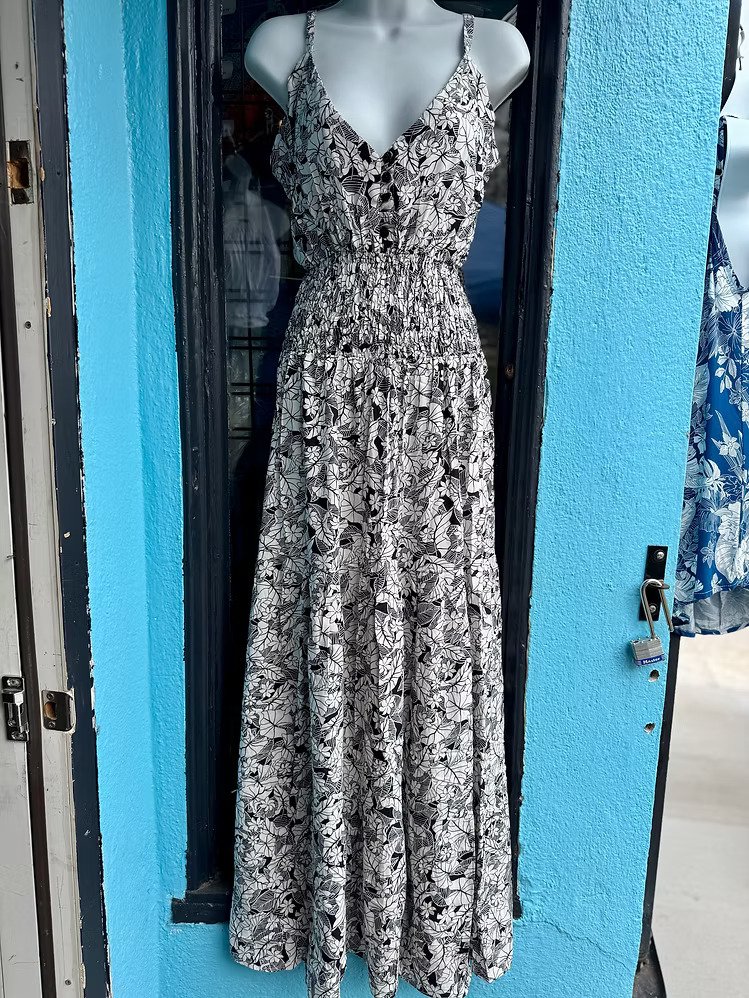 Black and White Flower Picnic Dress