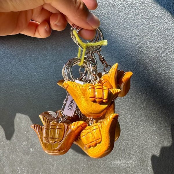 Handmade Wood Shaka Hawaii Keychain