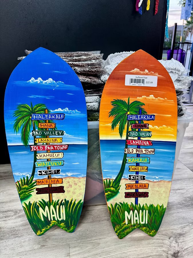 Maui Cities Surfboard Decor