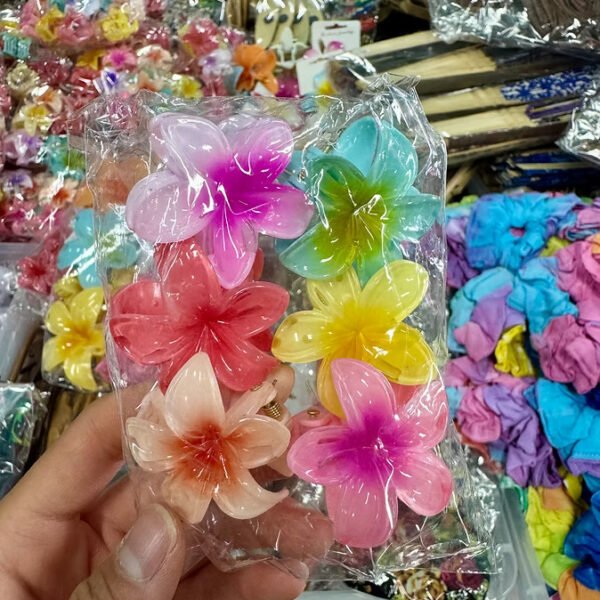 Mini Plumeria Hawaiian Flower Hairclips (x6)