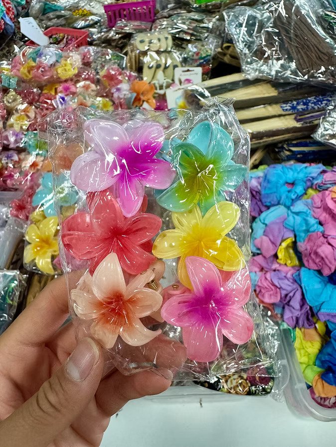 Mini Plumeria Hawaiian Flower Hairclips (x6)