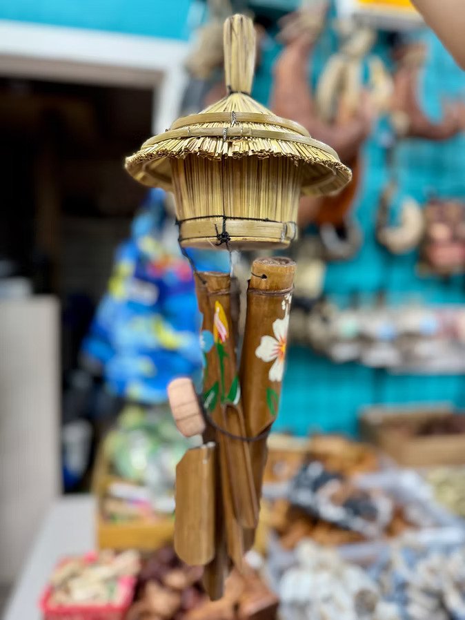 Wooden Hawaiian Windchime and Bird House