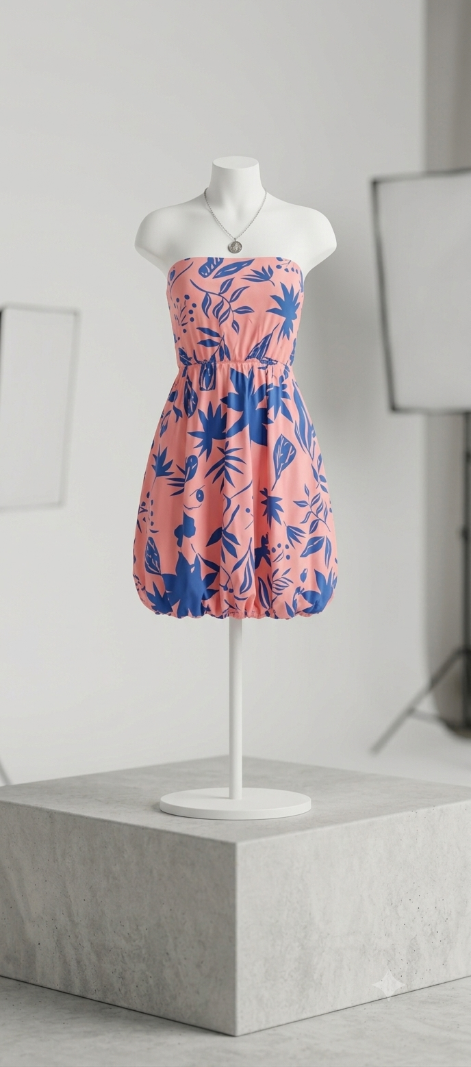 Strapless Bubble Hem Mini Dress